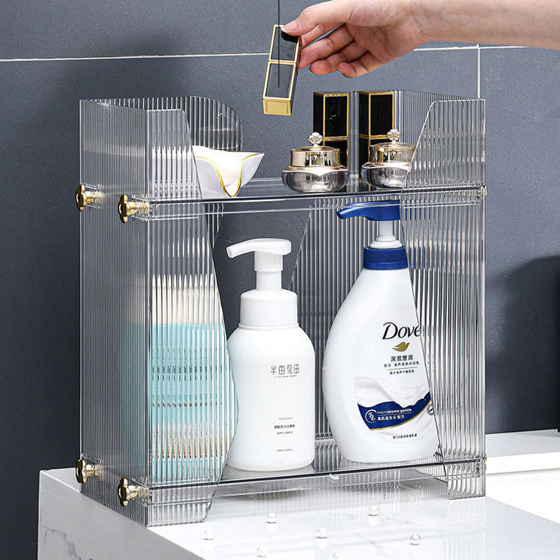Light luxury storage rack cosmetics display cabinet European style elevated vertical lipstick rack dressing table snack toy storage rack