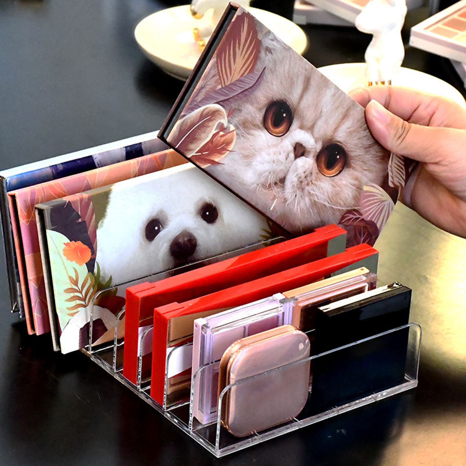 7 Cavity Multi-layer Storage Case Individual Grid Easy to Use Acrylic Makeup Storage Shelf for Home