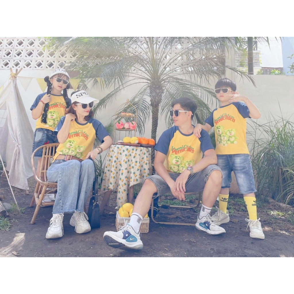 Set Đồ Đôi Gia Đình Gấu Bơ VÀNG DD08