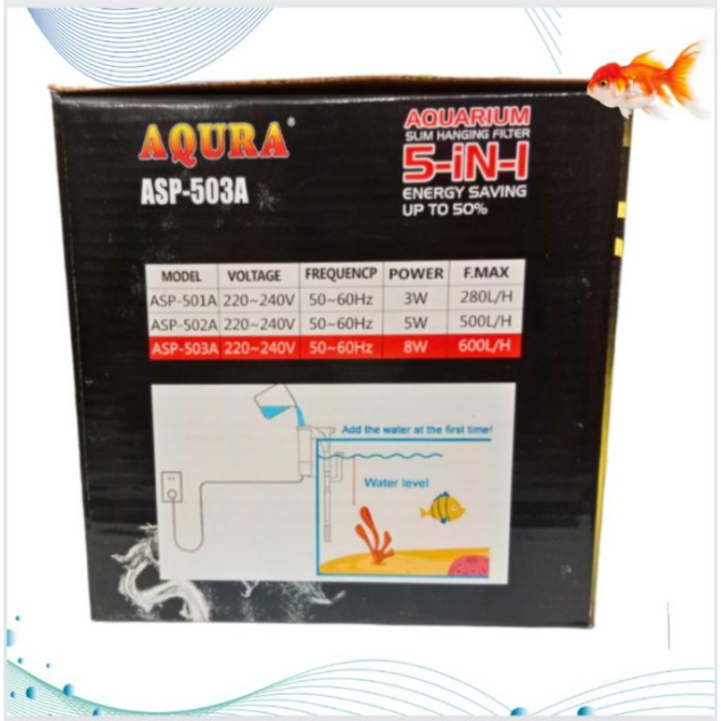 Pompa aquarium slim hanging filter AQURA ASP 503A