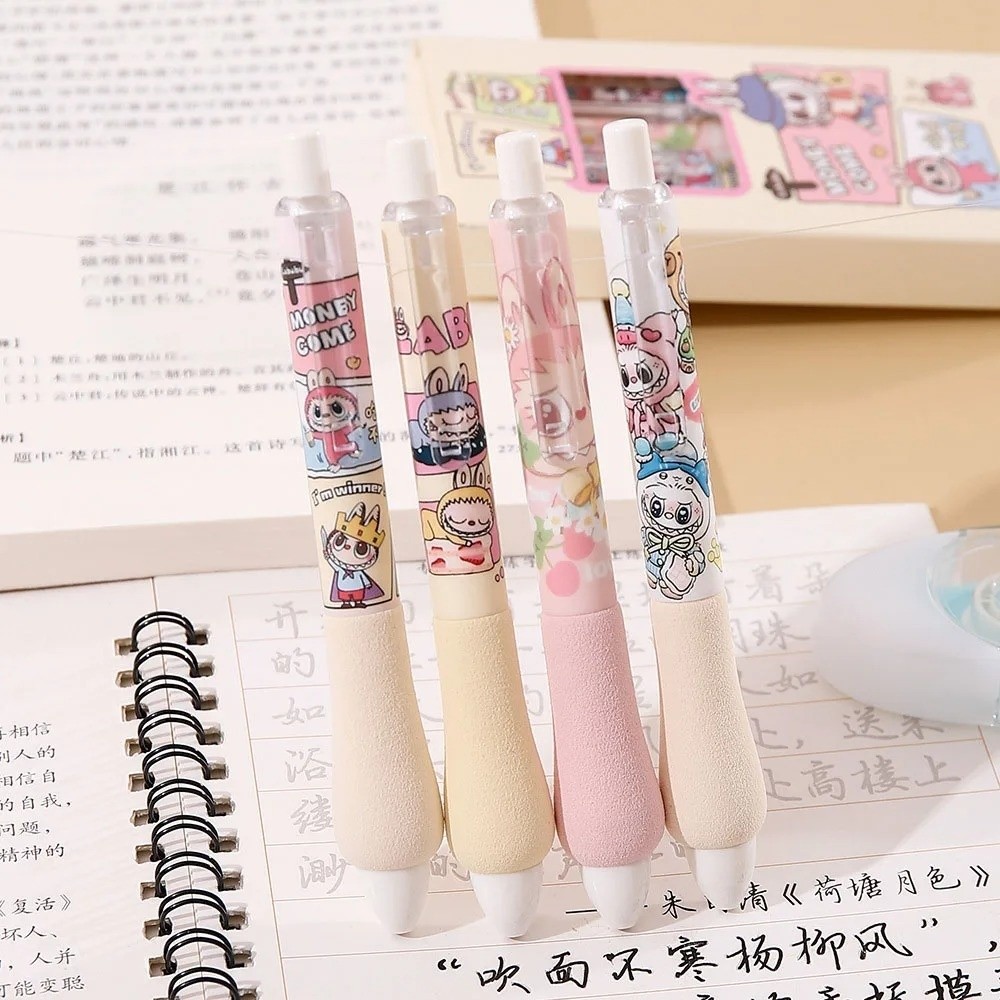 4PCS Set Cute Fat Barrel Design Labubu Sponge Fat Pens Press-Type ...