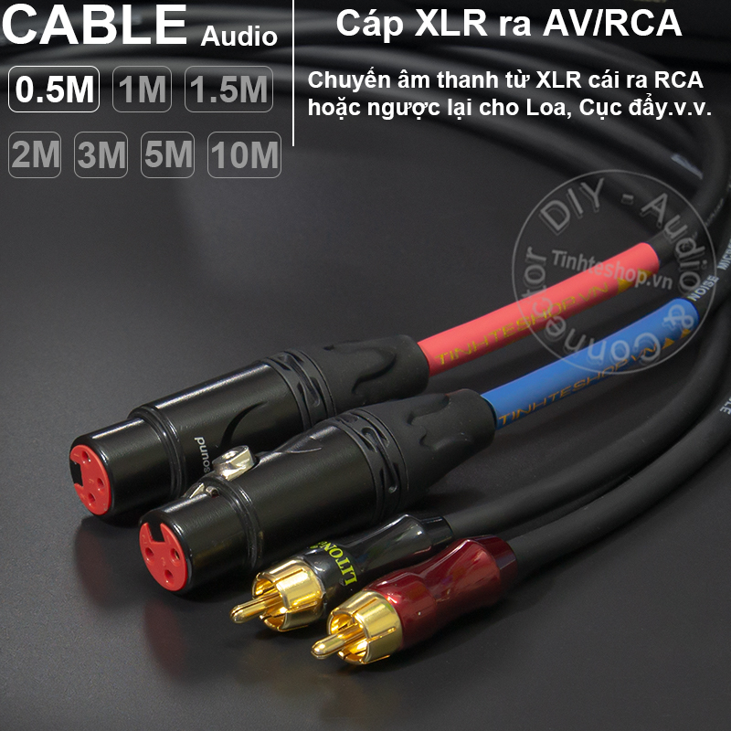 Xlr female to rca cable diy 0.5m to 10m