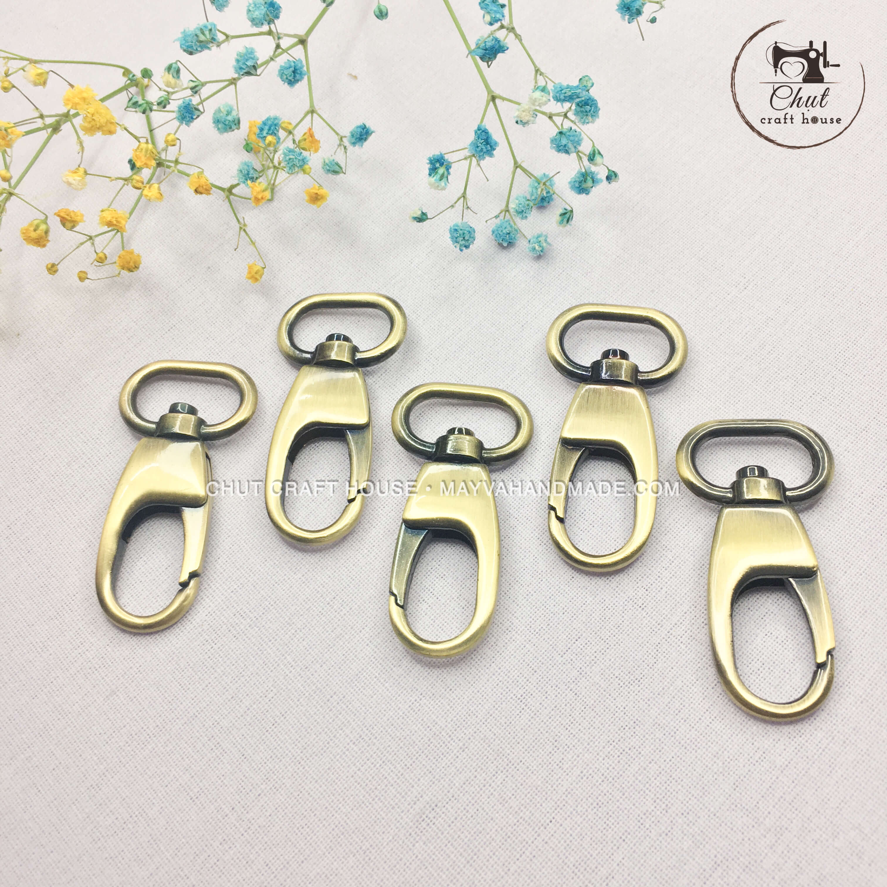 [Set 4 chiếc] Khoen móc càng cua ĐỒNG ATIMON làm túi xách balo handmade - Đủ size Giá xưởng
