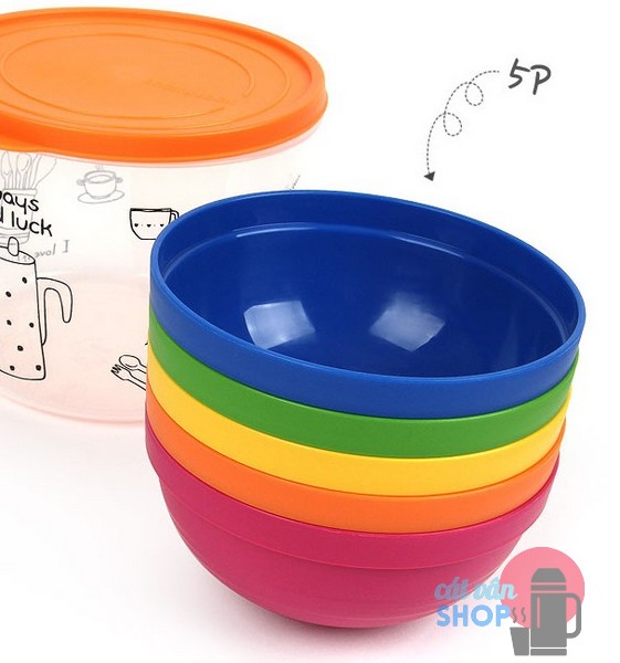 Bộ 5 chén nhựa Lock&Lock dành cho bé Rainbow HPP511S5