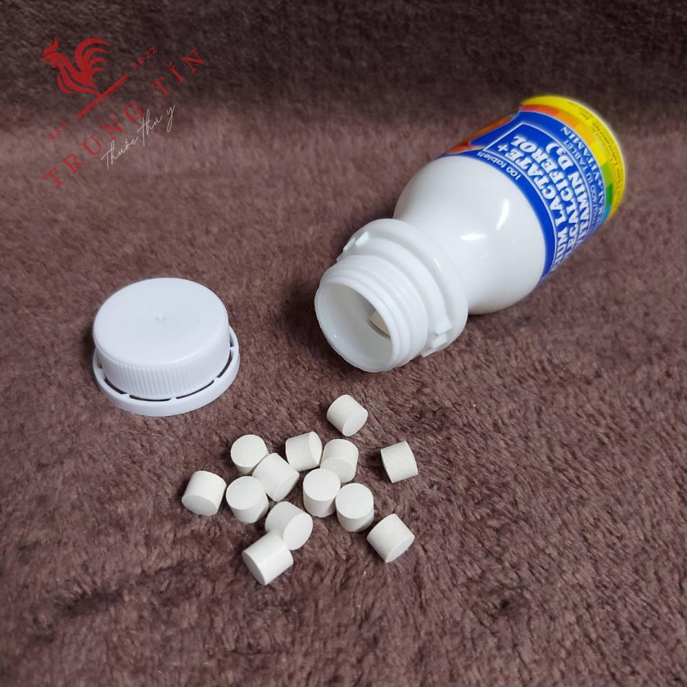 Lọ 100 viên (cung cấp canxi cao cấp Philippines) Calcium Lactate + Cholecalciferol (Vitamin D3) thuốc gà đá