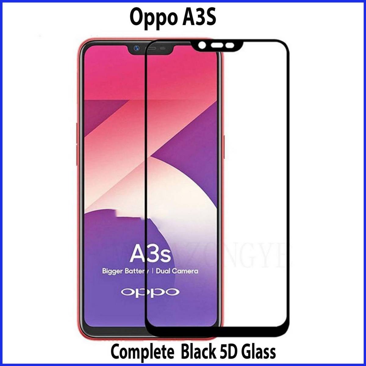 Oppo A3s Full Black 9D|5D|6D|10D|11D|21D Tempered Glass Screen Protector Full Glue Edge To Edge For Oppo A3s