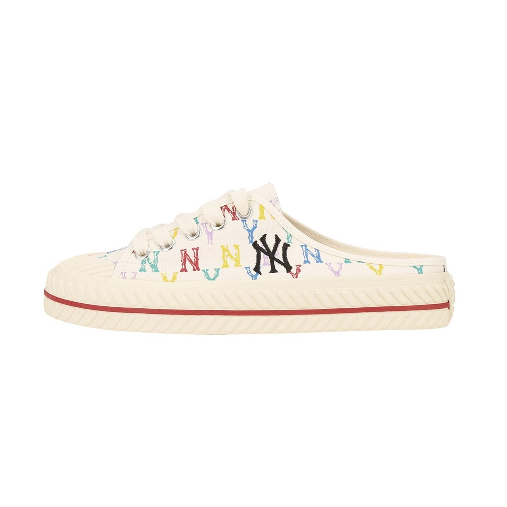 AA18- Giày MLB Mule Chính hãng, Giày sục đạp gót MLB Logo NY Playball Monogram thời trang nam nữ unisex
