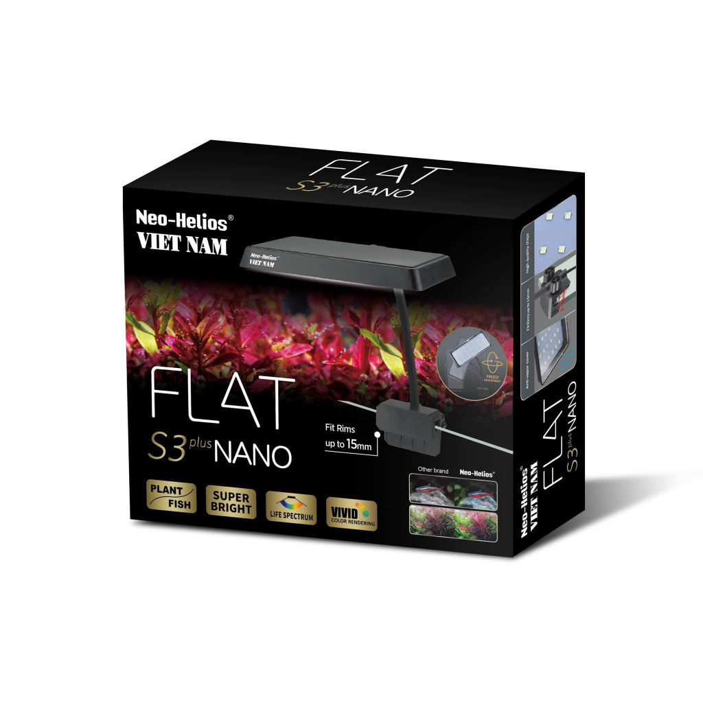 Đèn led neo helios đỏ cá flat s3 plus nano đánh đỏ cá không đỏ nước chuyên dụng cho bể thủy sinh, bể cá nhỏ . rain aqua