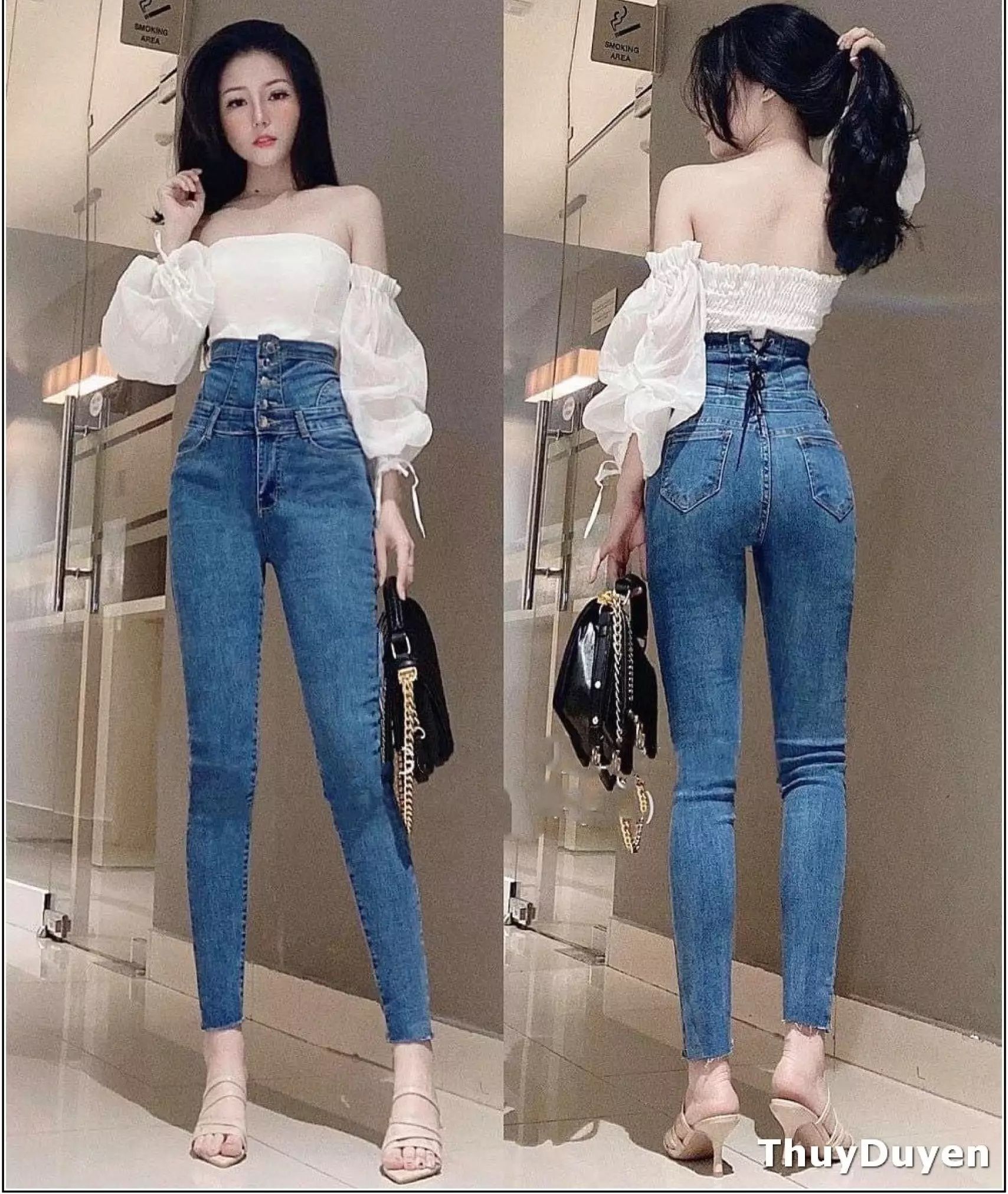Quần Jean Nữ Lưng SIÊU Cao 3 CÚC VÀ 4 CÚC Trước siêu xinh hot top chất jean giãn tốt 01/9-101