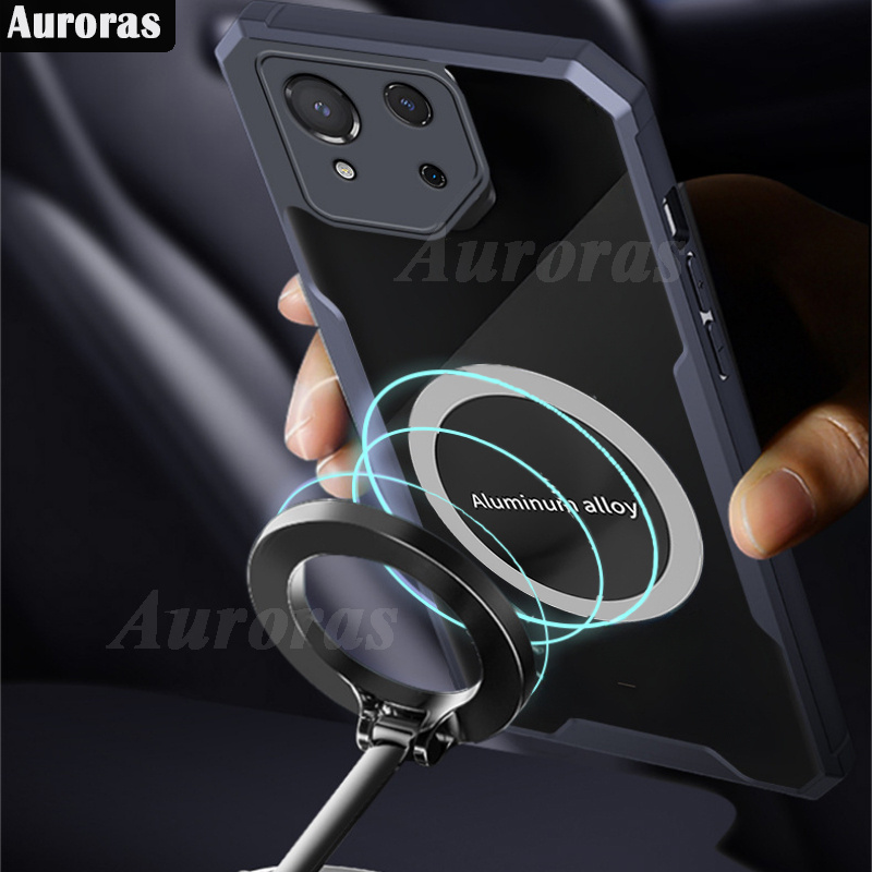 For infinix Hot 50 Pro Plus Phone Case Ultra Thin Clear Transparent Car Navigation Matel Radiating Ring Soft Air Cushion Shockproof Armor Cover for infinix Hot 50 Cover Casing HP.