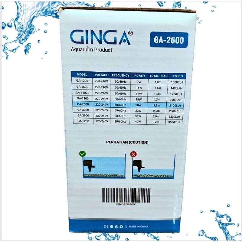 GINGA GA 2600 Pompa kolam aquarium Hidroponik