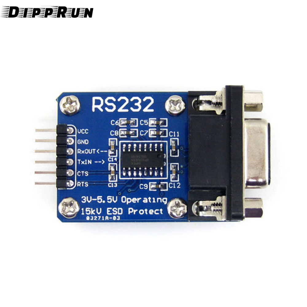 DIPPRUN TTL to RS232 Module TTL RS232 Male Female Mutual Conversion Module Serial Level Conversion to SP232 TTL Serial Port ESD Protect