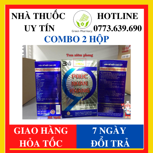 Combo 2 hộp phúc nhãn khang viên dưỡng mắt, mỏi mắt, khô mắt - hộp 30 viên - green pharma 1