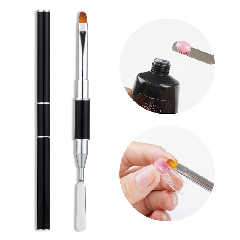 PINPAI Double Ways NAIL UV/LED Brush Gel Polish Painting Brushes Nail Art Stainless Steel Poly Extension Gel Nail Art Brushes Tools