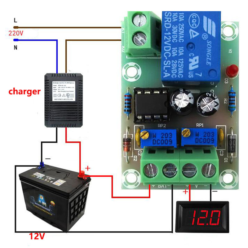 XH-M601 Battery Charging Control Board Panel Automatic Charging/Stop Switch 12V Intelligent Charger Power Control Module