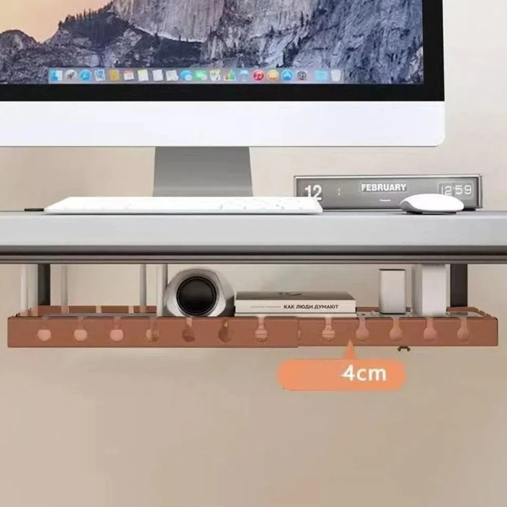 Hanging Shelf Extendable Under Desk Cable Management Tray No Drilling ...