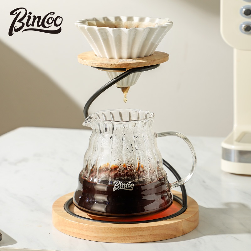 BINCOO Coffee Dripper Set Ceramic V60 Origami Filter Cup Drip Hand Rinsed Coffee Pot Set Filter Bracket Sharing Pot Combination