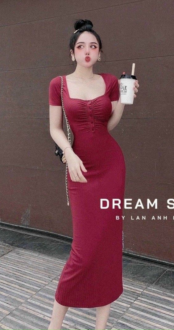 Đầm body thun gân tôn dáng sexy siêu xinh pu minnie house ab