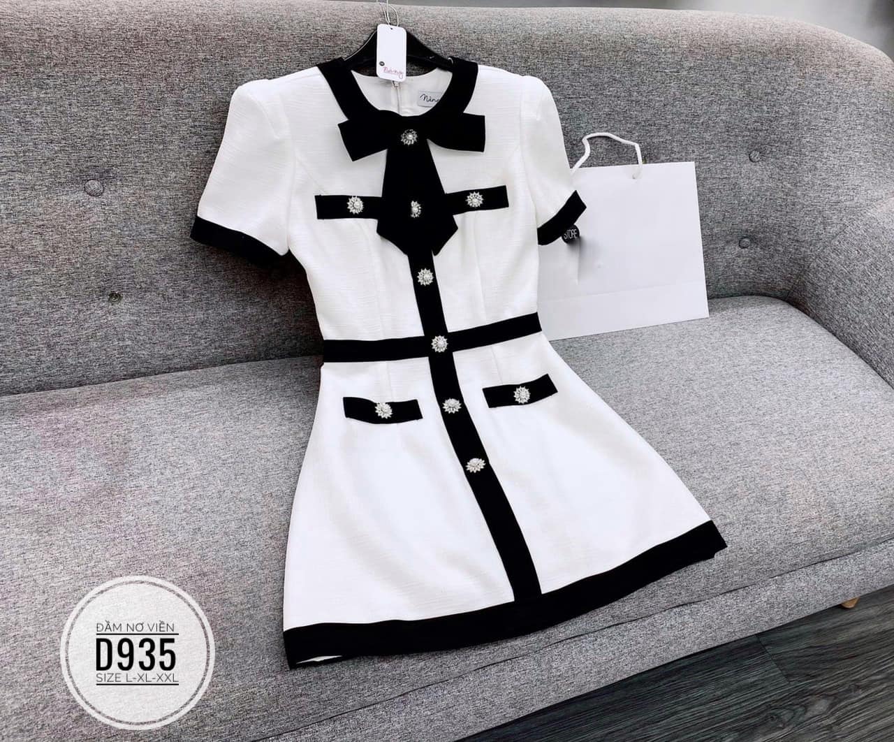 ĐẦM BIGSIZE GẤM NƠ VIỀN MÀU BASIC (L-2XL)