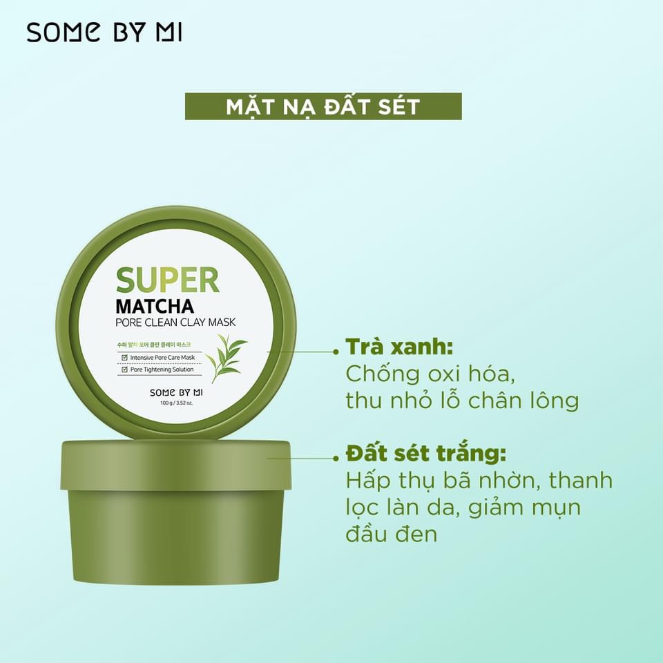 MẶT NẠ ĐẤT SÉT SOME BY MI SUPER MATCHA PORE CLEAN CLAY MASK 100G