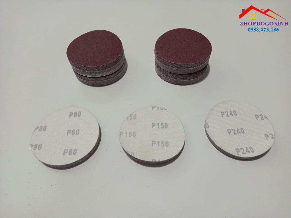 10 Miếng giấy nhám tròn 10cm đế lông dán tự dính.