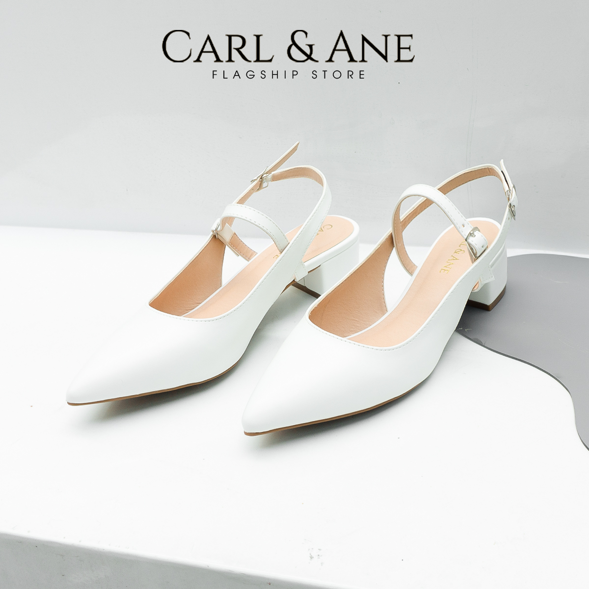 Carl & Ane - Giày cao gót mũi nhọn kiểu dáng thanh lịch cao 3,5cm màu đen - CL023