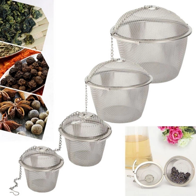 Dụng Cụ Pha Trà Bằng Thép Không Gỉ Dụng Cụ Lọc Bóng Trà Gia Vị Khóa Hình Cầu Dụng Cụ Lọc Lưới Phụ Kiện Nhà Bếp