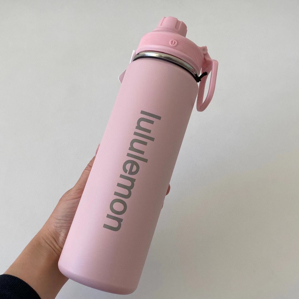 710ml lululemon Sports Water Bottle Outdoor Large Capacity Stainless Steel  Frosted Portable Thermos Yoga Kettle