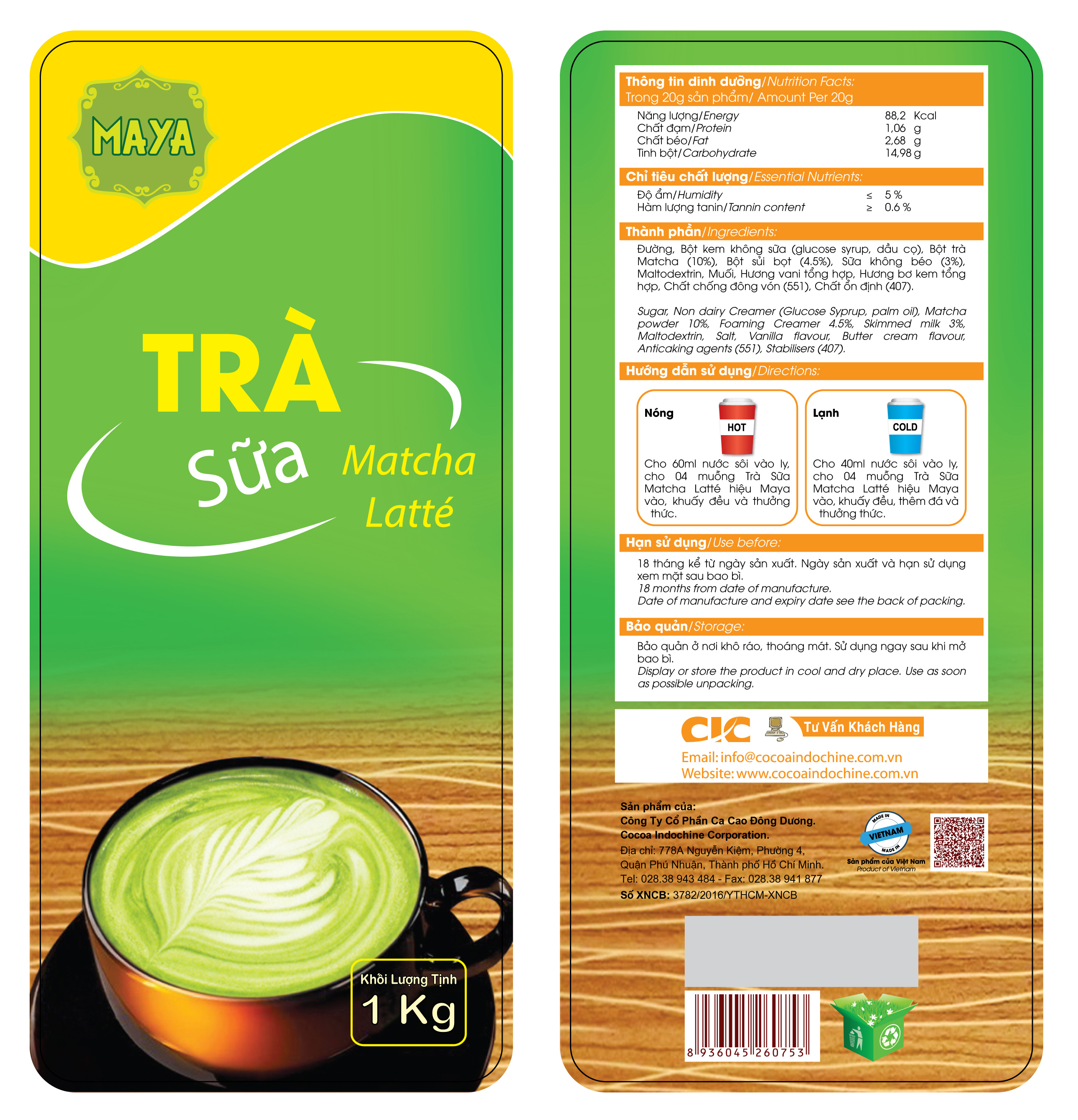 BỘT TRÀ SỮA MATCHA LATTE  - TÚI 1KG