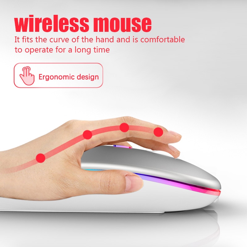 Wireless Mouse For Laptop PC Bluetooth RGB Rechargeable Mouses Wireless Computer Silent Mice LED Backlit Ergonomic Gaming Mause