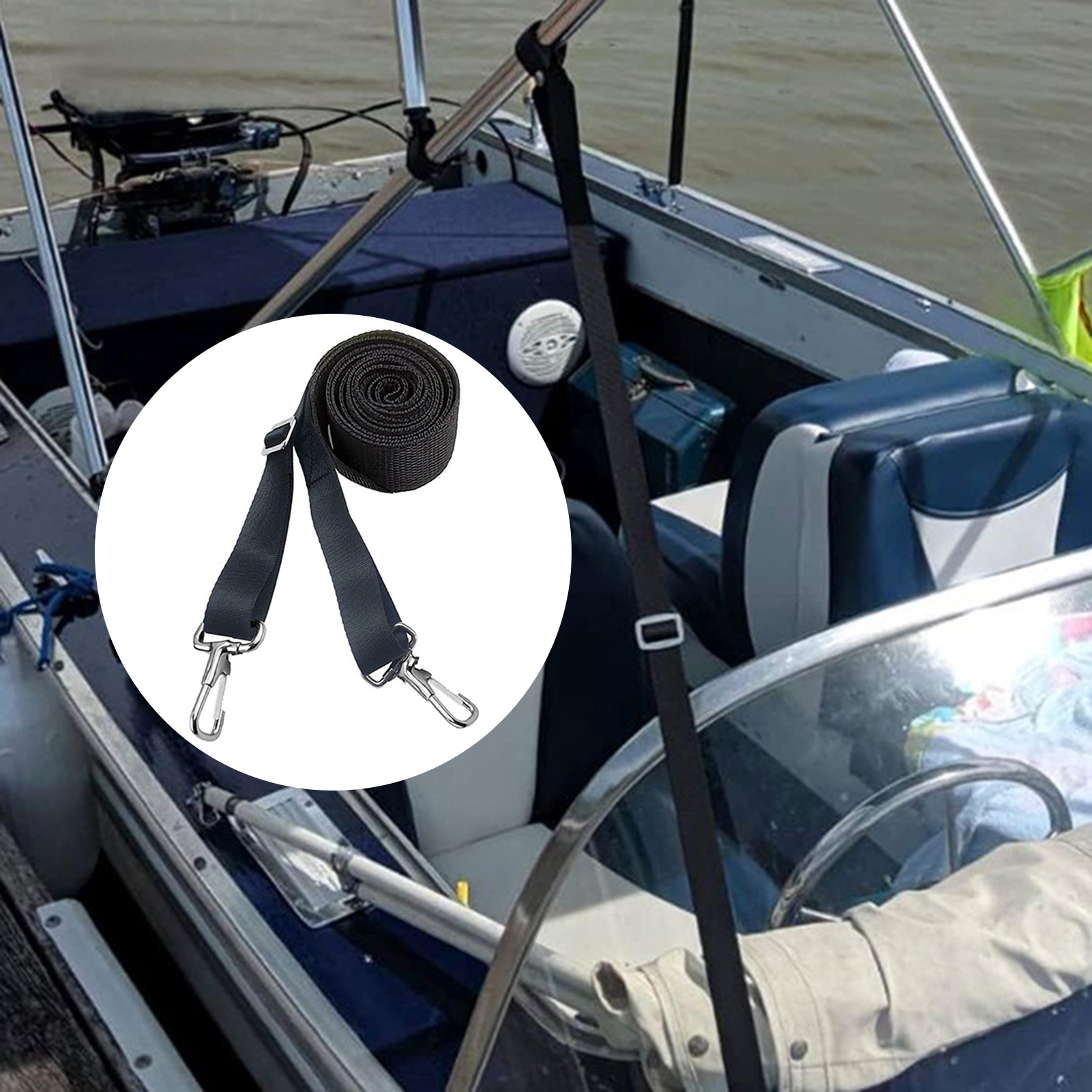 Boat Canopy Strap Heavy Duty Nylon Strap Premium Boat Canopy Straps Adjustable Bimini Top Straps with Double End Snap Hook Essential Boat Awning Hardware Accessories