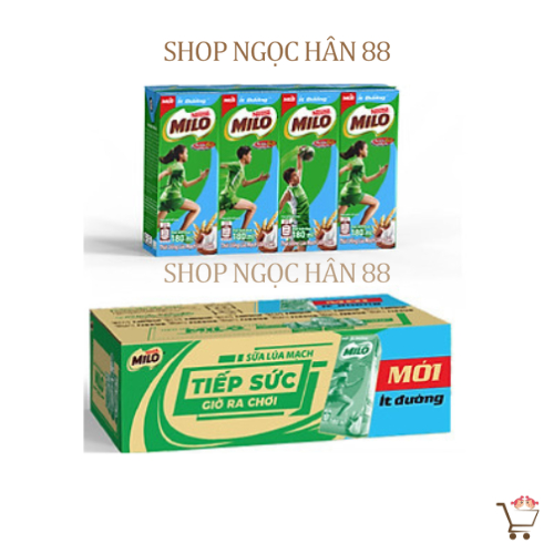 (DATE MOI) Vỉ 4 Hộp Sữa MiLo Nestle Ít Đường 180ml