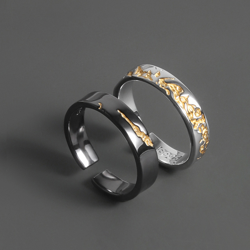 【High Cost-Performance】 1Pcs Couple Rings Open Ring For Women Men Adjustable Finger Rings DIANGUI