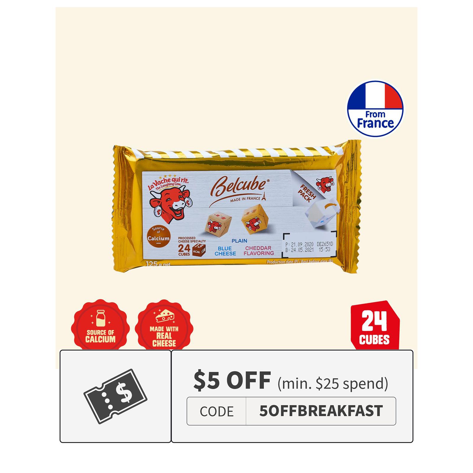 Belcube Laughing Cow Yellow 24C Plain Cheddar and Blue Cheese