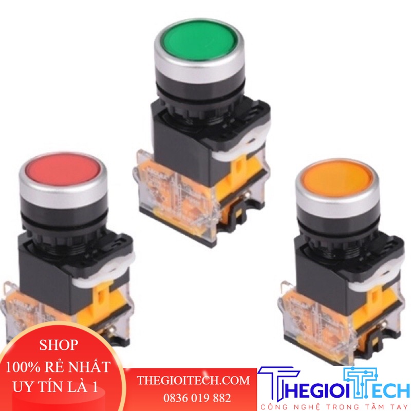Nút nhấn/công tắc LA38 nhấn nhả trạng thái không đèn phi 22