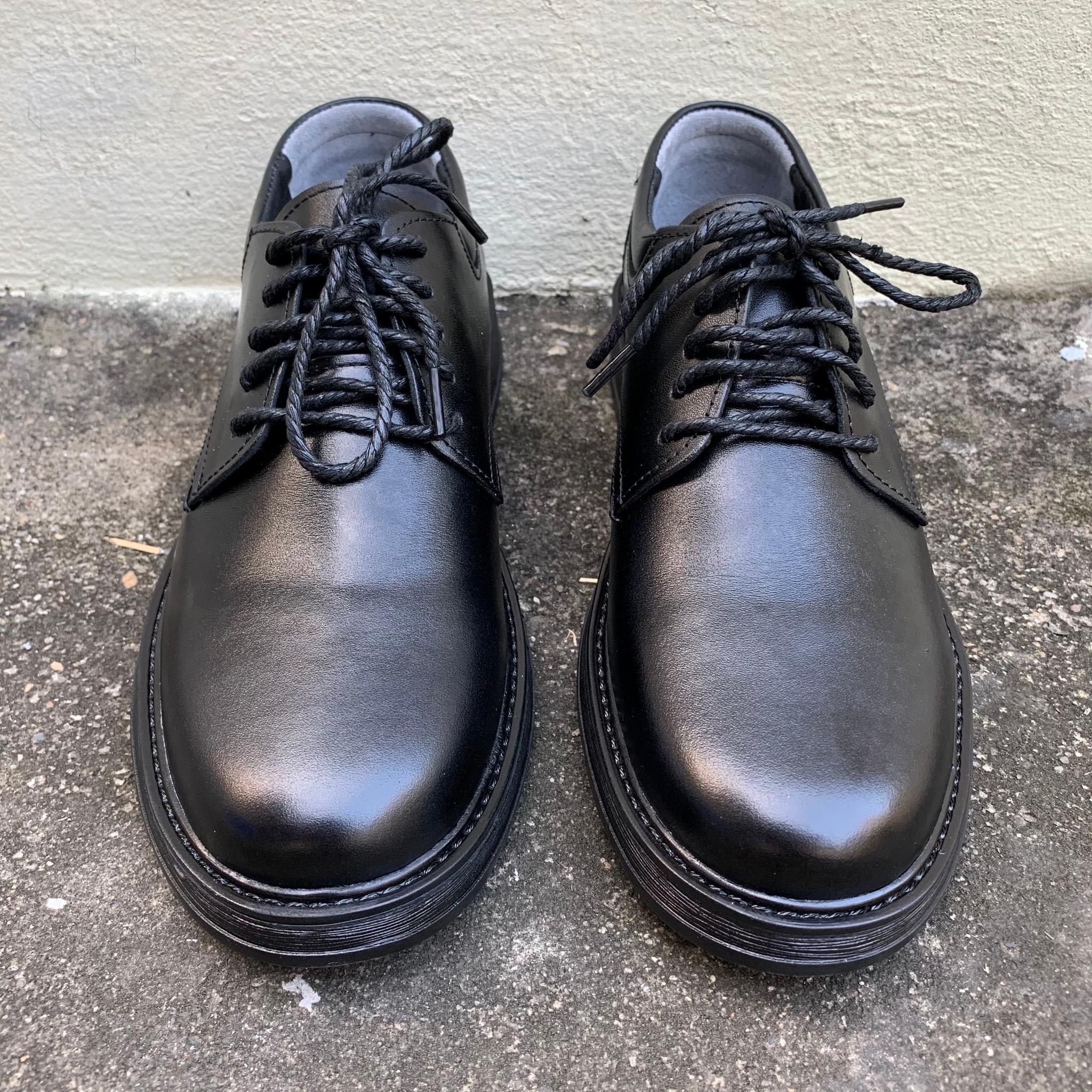 GIày Derby Black Da Trơn Đế Cao Su Tăng Chiều cao 5cm