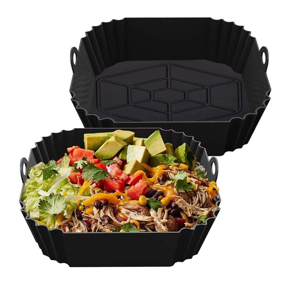 【Free-delivery】 1 set Air Fryer Pot Tray With Handle, Square Air Fryer Baking Pan, Reusable Air Fryer Liner For Kitchen Baking.