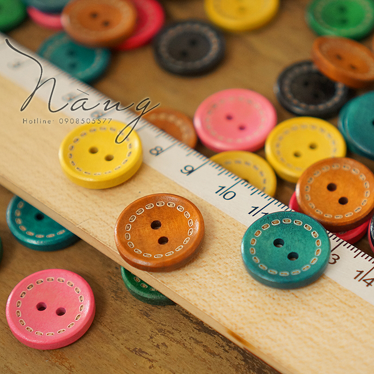 Set 50 Nút Gỗ Tự Nhiên Nút Gỗ Màu (20mm) - Mẫu 2