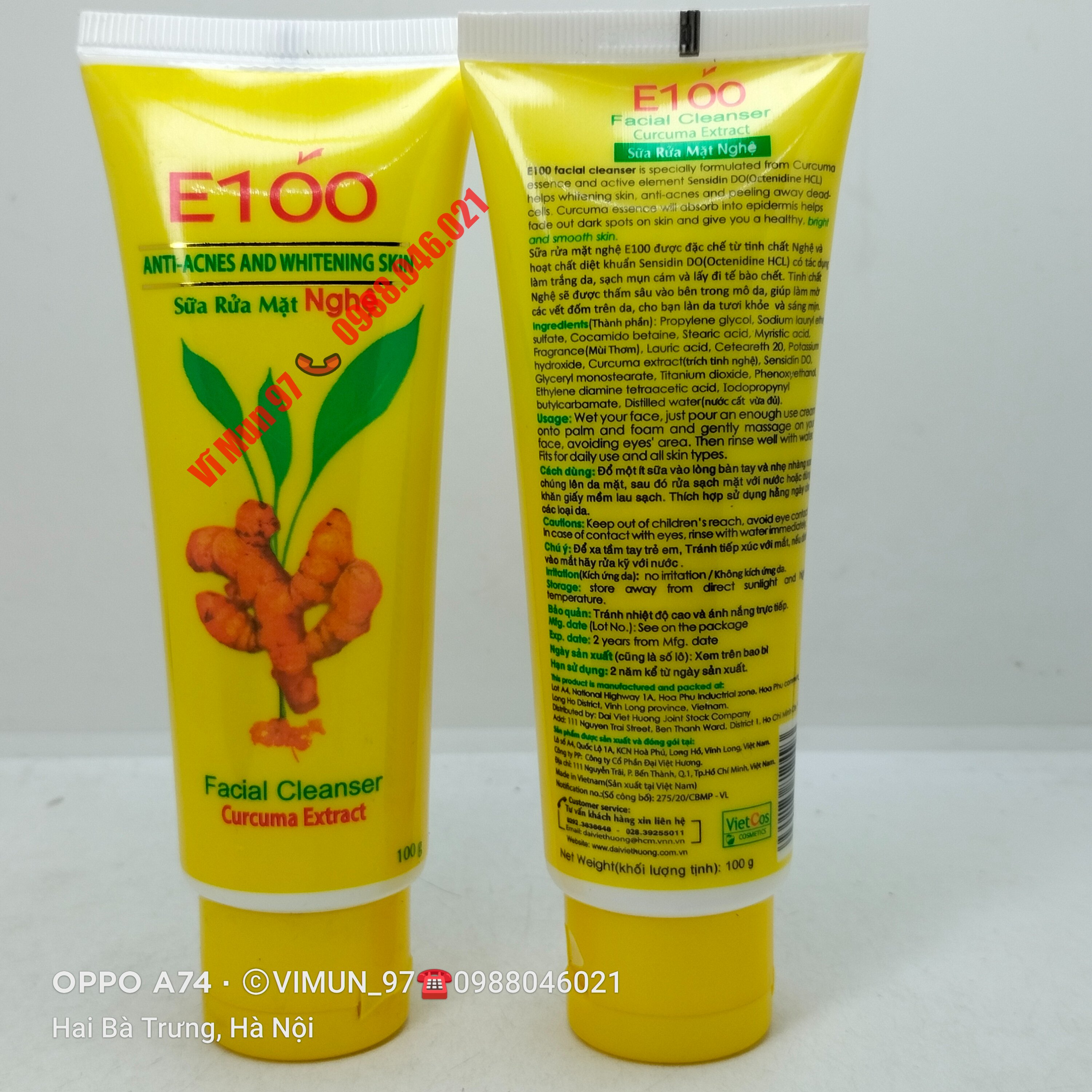 Sữa rửa mặt nghệ E100 tuýp 100g