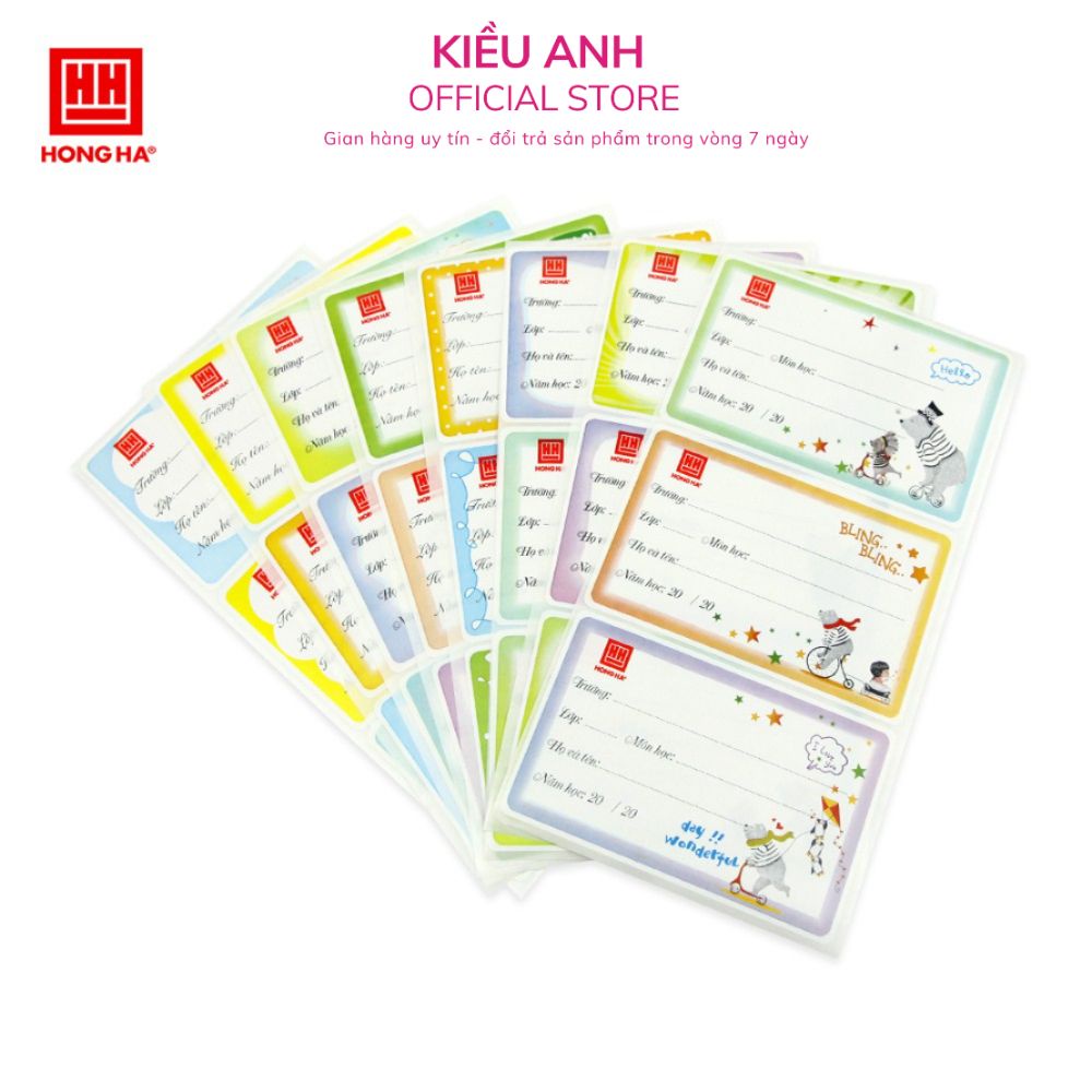 Nhãn vở cấp II Hồng Hà 3478 có phong cách thiết kế ngộ nghĩnh màu sắc tươi sáng.