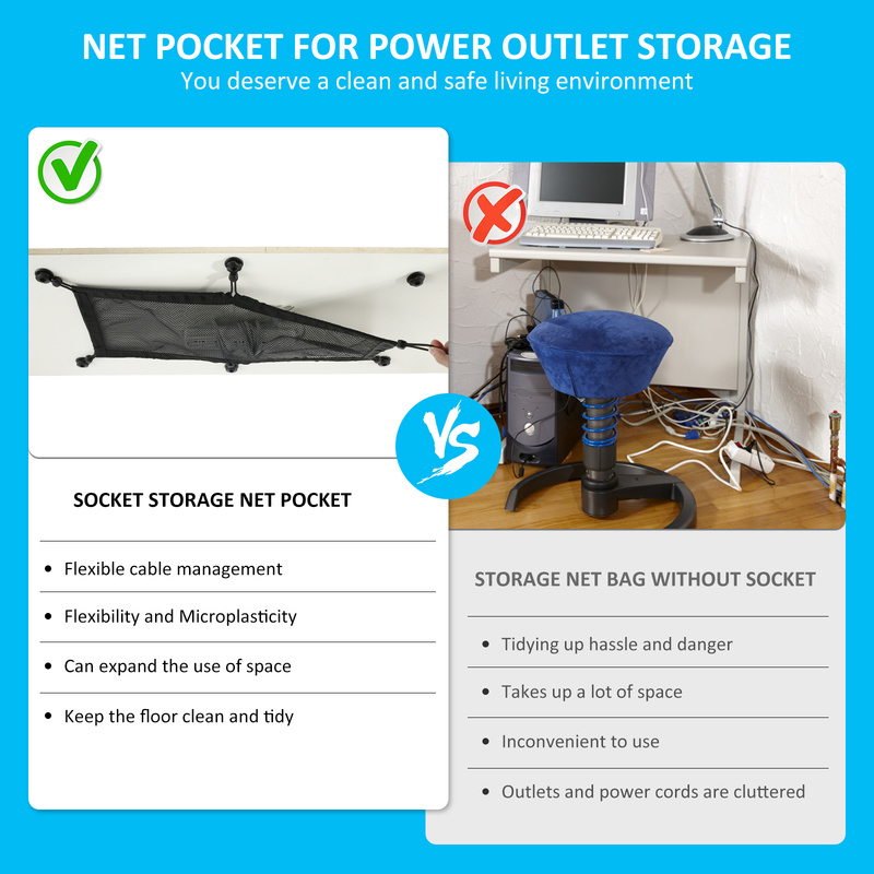 Everso Cable Management Net Large Capacity Flexible Adjustable Wire Organizer Net Under Desk Mesh Cord Organizer Cable Management Net Flexible Cable Management Net