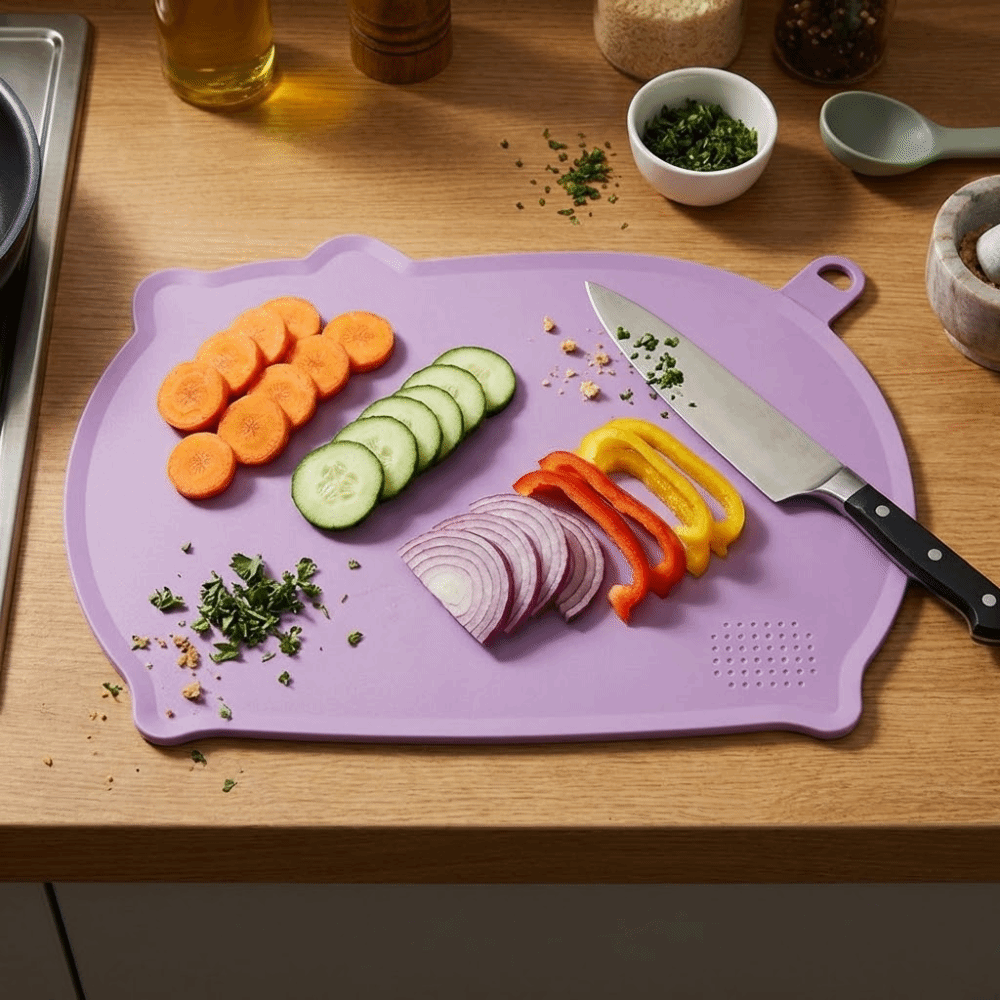 Multi-Purpose Non-Slip Anti-Mildew Cutting Board Double-Sided Thickened Chopping Board Soft Hangable Fruit Cutting Board Restaurant.