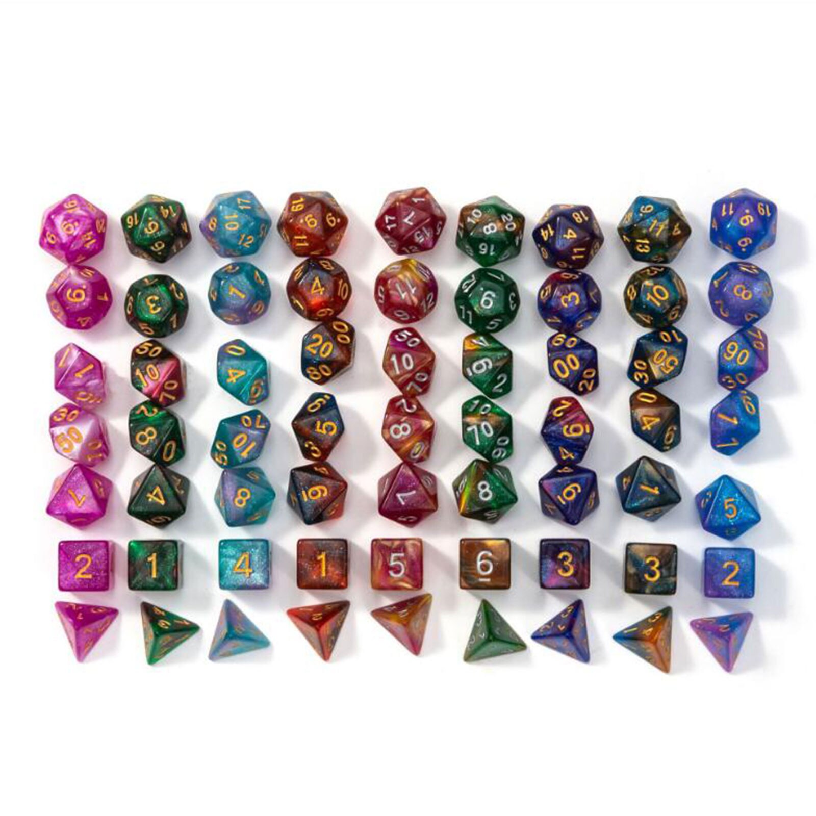 7pcs Mini Polyhedral Dice Set D4 D6 D8 D10 D10 D12 D20 Dices Glitter Game Accessories for Dnd Board Games