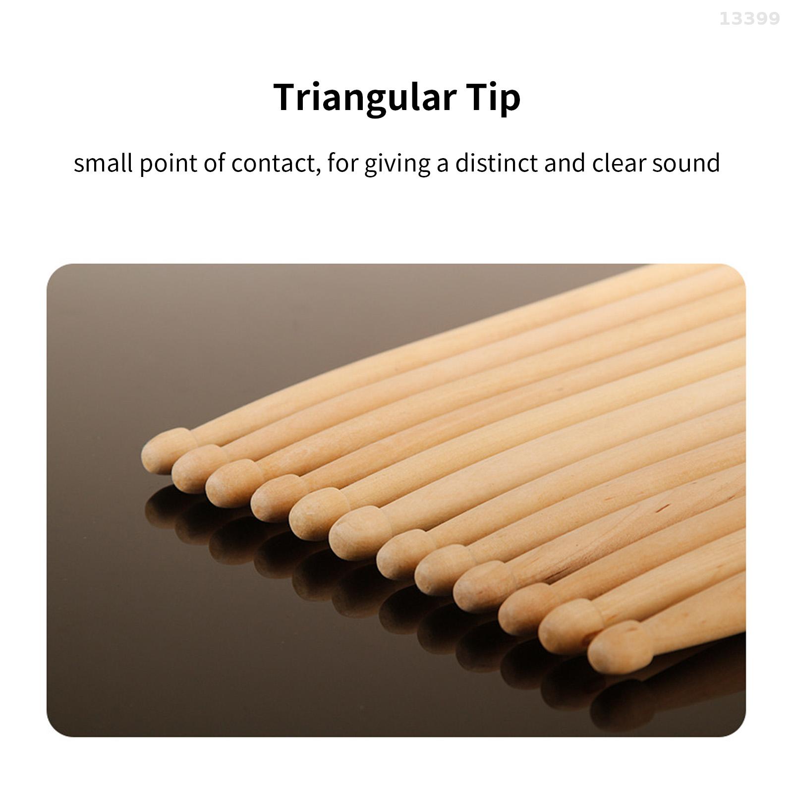 1-Pair Drumstick 5A Anti Slip Drumstick Antiskid Drum Sticks Maple Wood Drumsticks Triangular Tip with Non-Slip Wrapped Handle Musical Instrument Drum Set Accessories