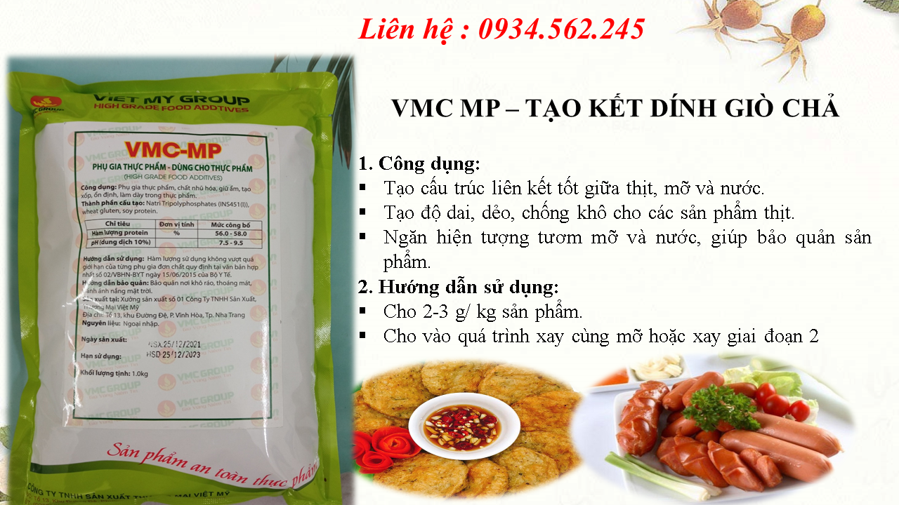 - Phụ gia tạo kết dính cho giò chả, xúc ích