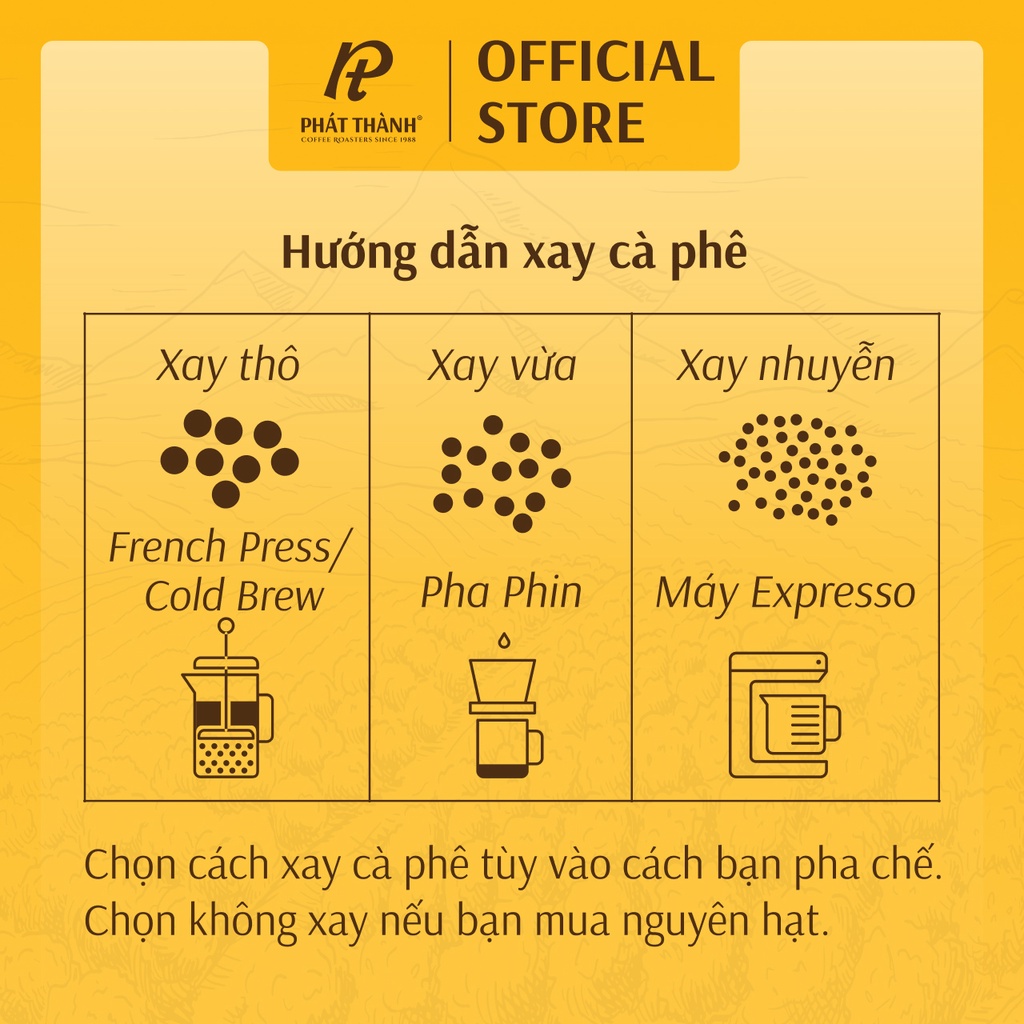 Cà phê xay sẵn truyền thống Phát Thành PT02 - Chuyên pha phin - Vị đắng vừa phải - Gói 500g
