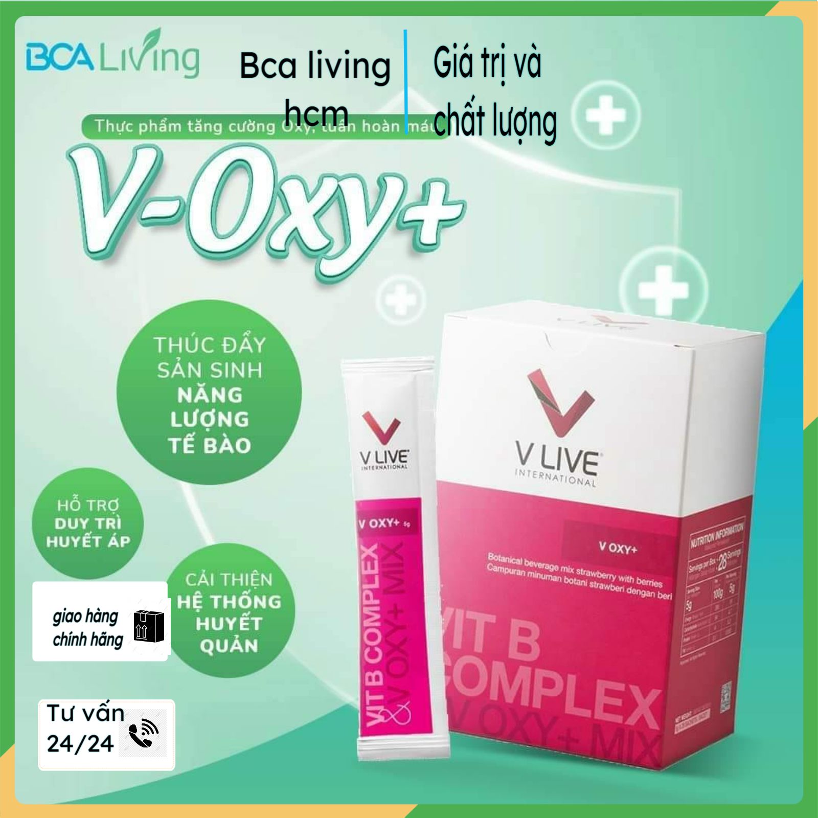 Thực phẩm dinh dưỡng Voxy+ tăng khả năng hấp thụ oxy của tế bào,bcalivinghcm,giúp máu huyết lưu thông nâng cao sức đề kháng tăng cường trí nhớ và tập trung cao,ngăn ngừa sơ vữa động mạch máu não,tai biên
