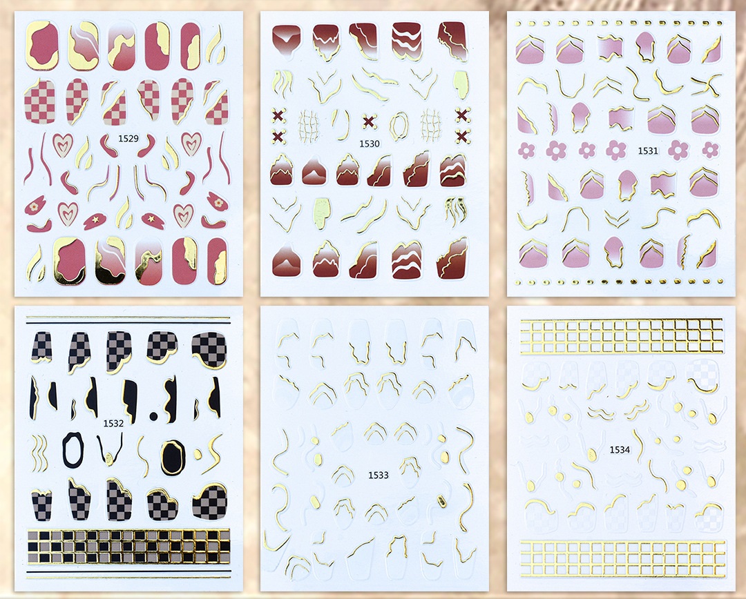 Sticker Nails 3D | Họa Tiết Bronzing Caro | Hình Dán Móng