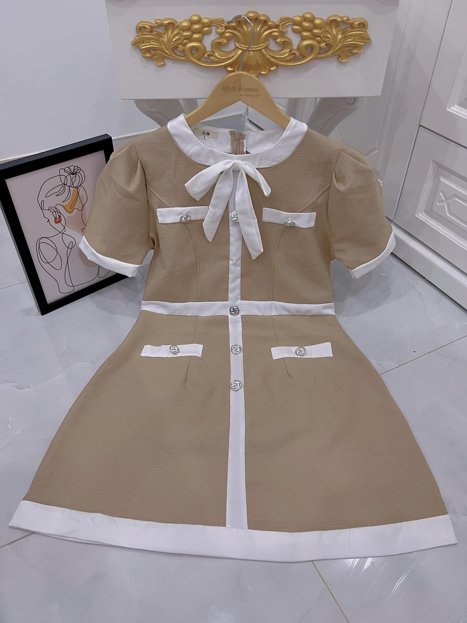 ĐẦM BIGSIZE GẤM NƠ VIỀN MÀU BASIC (L-2XL)