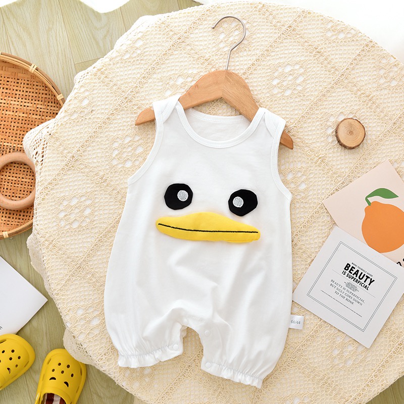 Baby Cartoon Romper Sleeveless Cute Duck Bodysuit Jumpsuit 0-2 Years Old